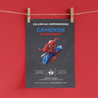 Spider-Man Chalkboard Birthday Invitation