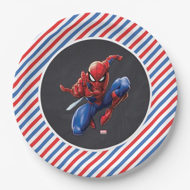 Spider-Man Chalkboard Birthday Paper Plate (Front)