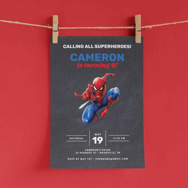 Spider-Man Chalkboard Invitation d'anniversaire (Créateur téléchargé)