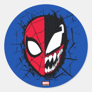 Spider-Man   Dual Spider-Man & Venom Face Classic Round Sticker