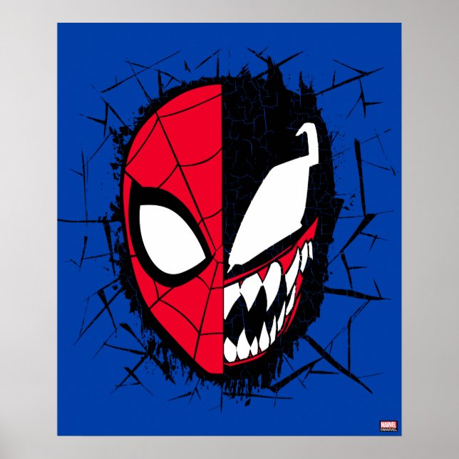 Spider-Man | Dual Spider-Man & Venom Face Poster | Zazzle