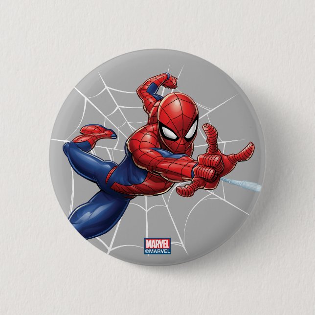 Spider-Man | Geometric Character Art Pattern 2 Inch Round Button (Front)