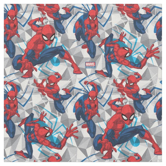 Spider-Man | Geometric Character Art Pattern Fabric (Close Up)