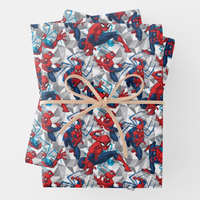 Spider-Man | Geometric Character Art Pattern Wrapping Paper Sheet (In situ)