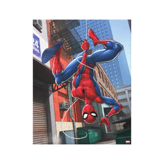 Spider-Man | Hanging Upside-Down From Web Canvas Print | Zazzle.ca