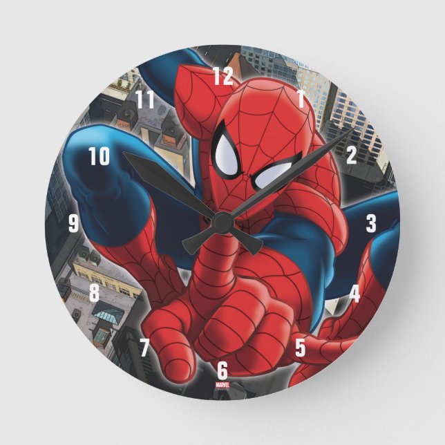 Spider-Man High Above the City Round Clock (Front)