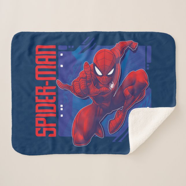 Spider-Man | High-Tech Character Badge Sherpa Blanket (Front (Horizontal))