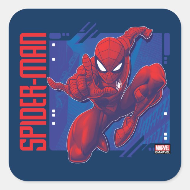 Spider-Man | High-Tech Character Badge Square Sticker (Front)