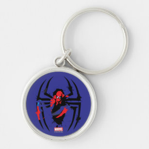 Spider-Man in Spider Shaped Ink Splatter Keychain