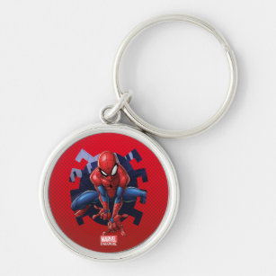 Spider-Man Leaping Out Of Spider Graphic Keychain