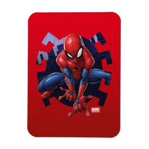 Spider-Man Leaping Out Of Spider Graphic Magnet