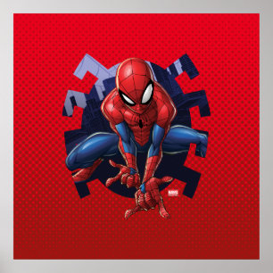 Spider-Man Leaping Out Of Spider Graphic Poster