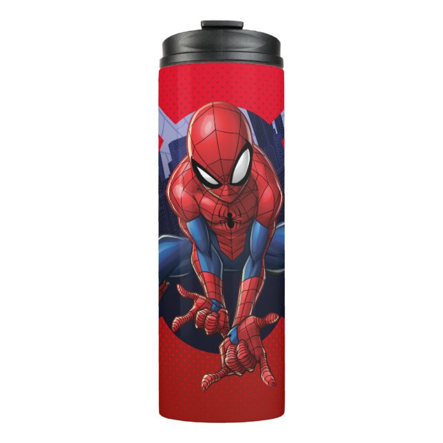 Spider-Man Leaping Out Of Spider Graphic Thermal Tumbler (Front)