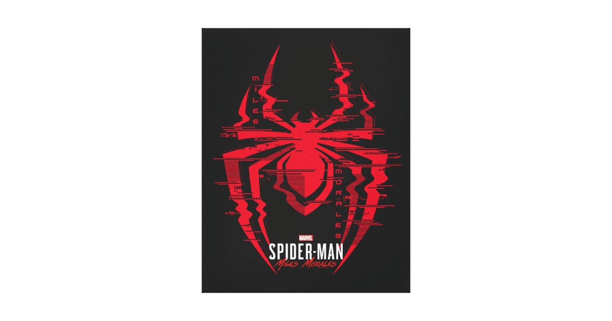 Spider-Man Miles Morales Glitched Spider Icon Canvas Print | Zazzle