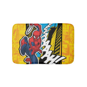 Spider-Man   Pop Art Web-Swinging Comic Panel Bath Mat