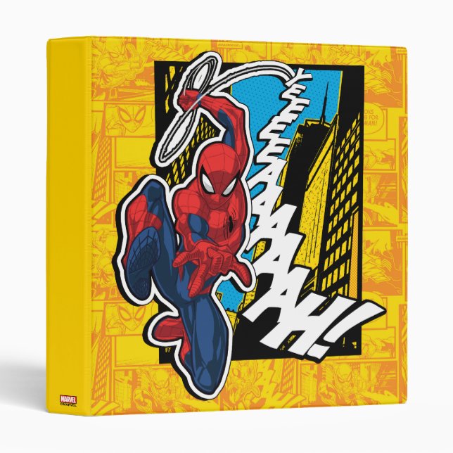 Spider-Man | Pop Art Web-Swinging Comic Panel Binder (Front/Spine)
