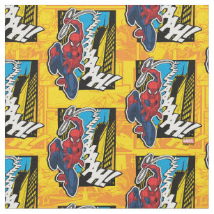 Spider-Man   Pop Art Web-Swinging Comic Panel Fabric