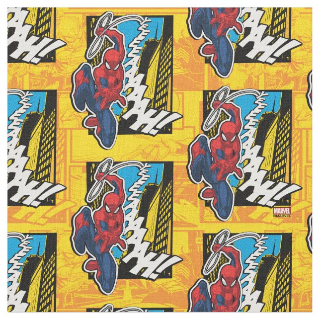 Spider-Man | Pop Art Web-Swinging Comic Panel Fabric (Close Up)