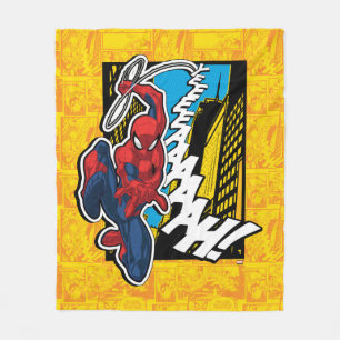 Spider-Man   Pop Art Web-Swinging Comic Panel Fleece Blanket
