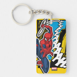 Spider-Man   Pop Art Web-Swinging Comic Panel Keychain
