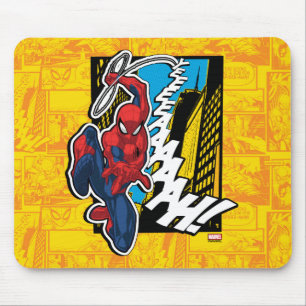 Spider-Man   Pop Art Web-Swinging Comic Panel Mouse Pad