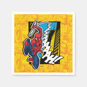 Spider-Man   Pop Art Web-Swinging Comic Panel Napkin