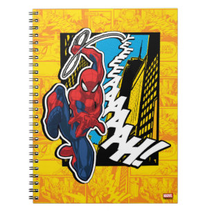 Spider-Man   Pop Art Web-Swinging Comic Panel Notebook