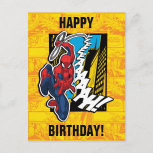 Spider-Man   Pop Art Web-Swinging Comic Panel Postcard