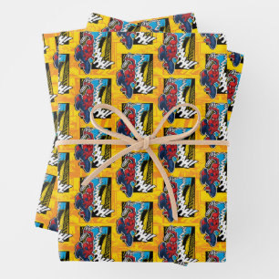 Spider-Man   Pop Art Web-Swinging Comic Panel Wrapping Paper Sheet