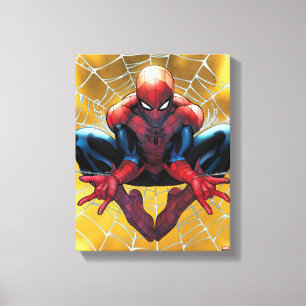 Spider-Man   Sitting In A Web Canvas Print