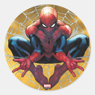 Spider-Man   Sitting In A Web Classic Round Sticker