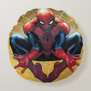 Spider-Man   Sitting In A Web Round Pillow