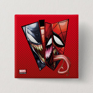 Spider-Man   Venom, Carnage, & Spider-Man Cutout 2 Inch Square Button