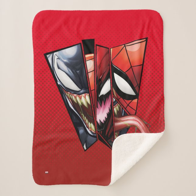 Spider-Man | Venom, Carnage, & Spider-Man Cutout Sherpa Blanket (Front)