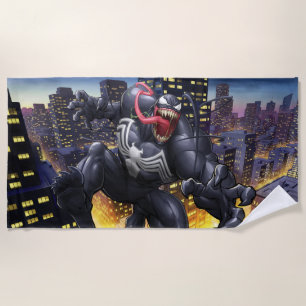 Spider-Man   Venom Leaping Forward Beach Towel