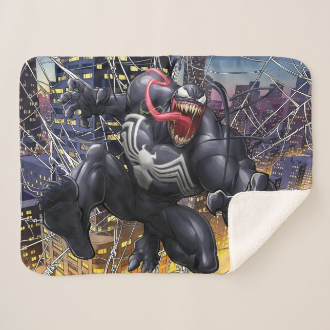 Spider-Man | Venom Leaping Forward Sherpa Blanket (Front (Horizontal))