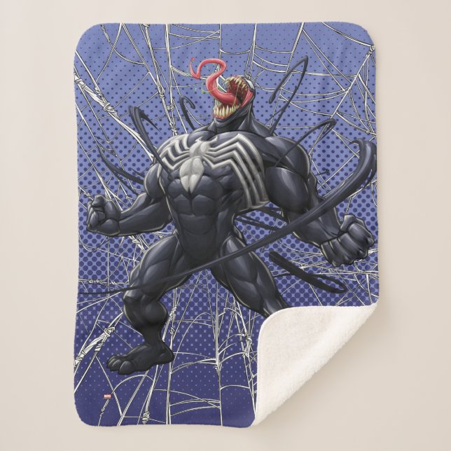Spider-Man | Venom Symbiote Lashing Out Sherpa Blanket (Front)