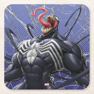 Spider-Man   Venom Symbiote Lashing Out Square Paper Coaster
