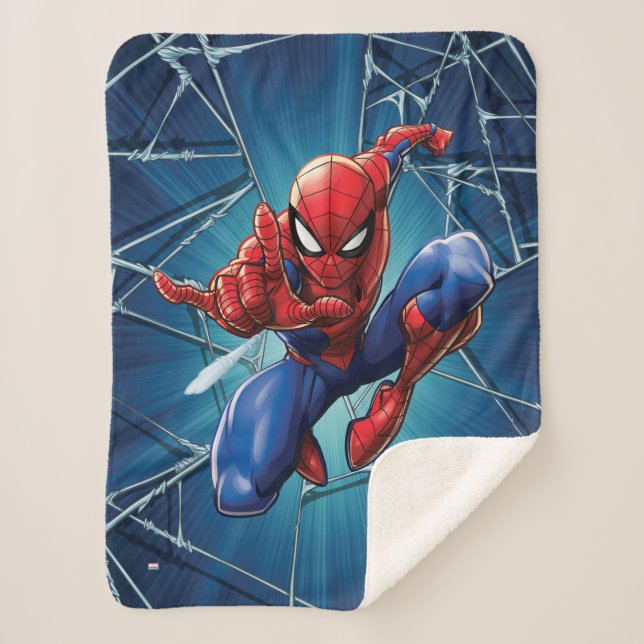 Spider-Man | Web-Shooting Leap Sherpa Blanket (Front)