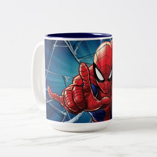 Spider-Man | Web-Shooting Leap Two-Tone Coffee Mug (Front Left)