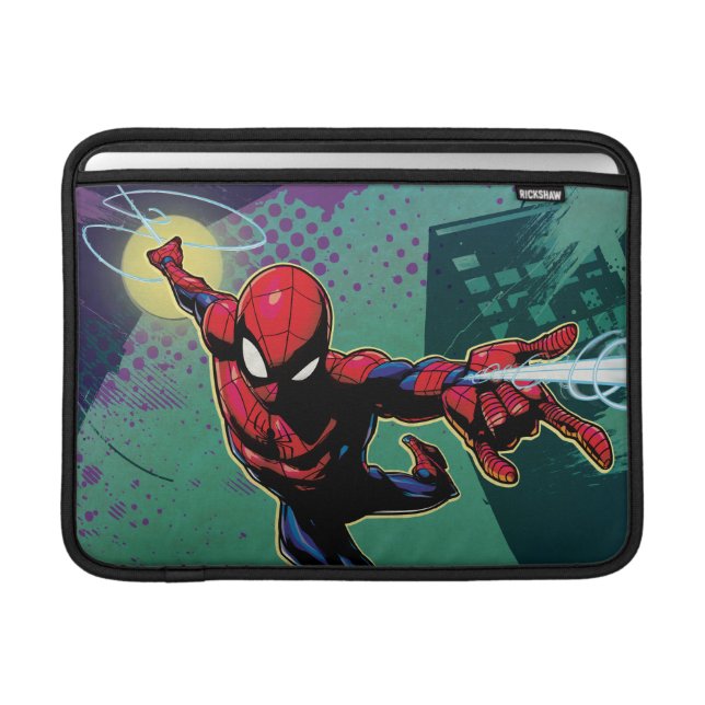 Spider-Man Web Slinging From Above MacBook Sleeve (Front Device)