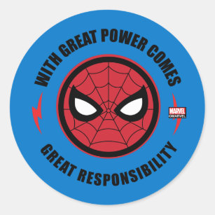Spider-Man   "With Great Power" Icon Badge Classic Round Sticker