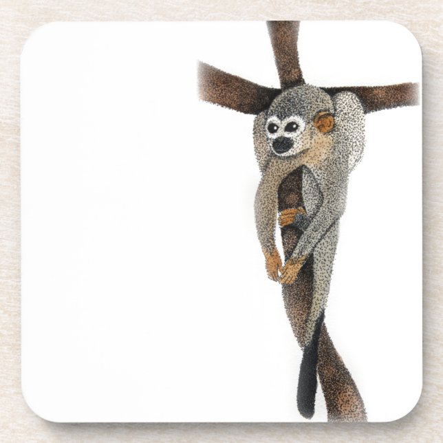 spider monkey pen art coaster (Front)