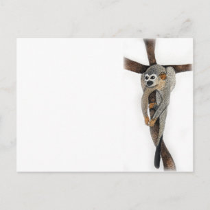 spider monkey pen art postcard