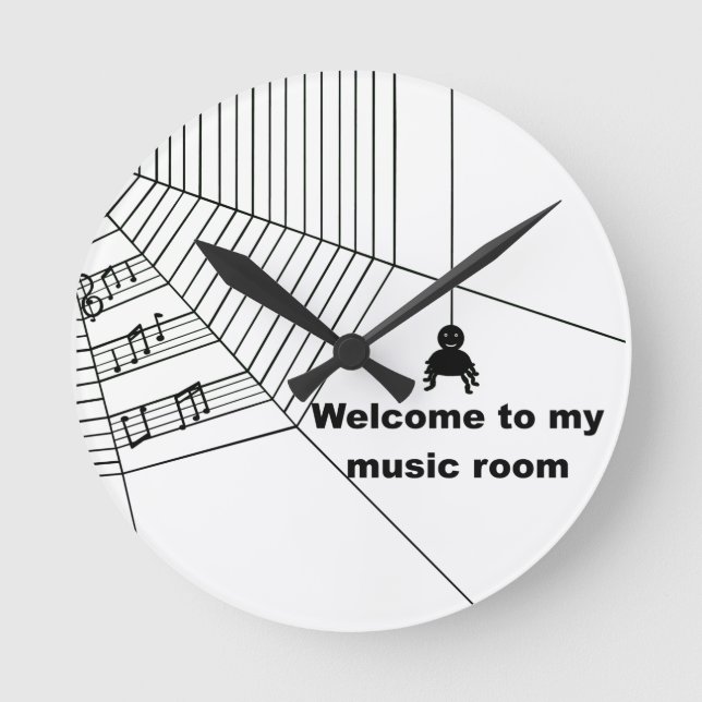 spider music room joke round clock (Front)