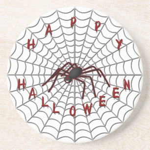 Spider Noir Dans Le Dessous de verre Web