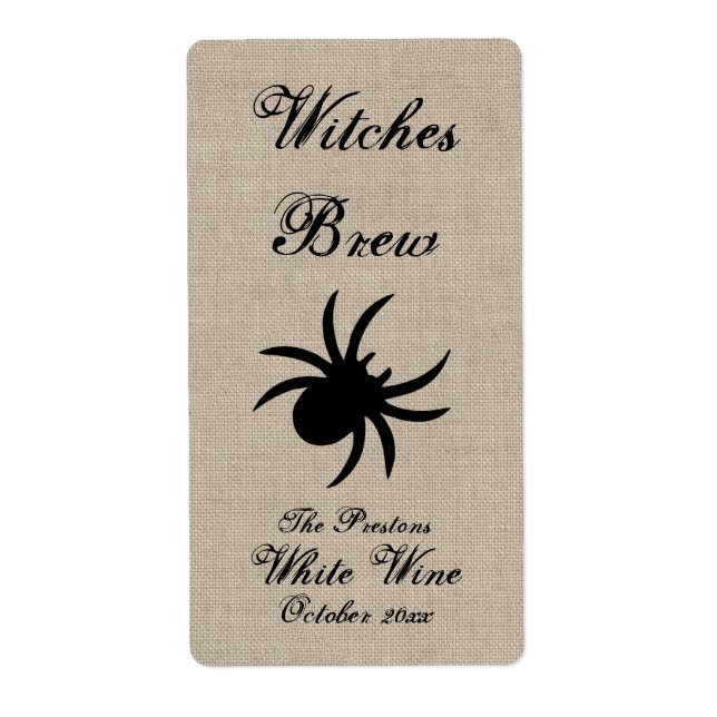 Spider noir sur Étiquette de vin Burlap (Devant)