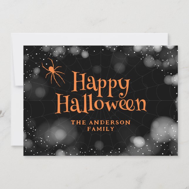 Spider on The Web Happy Halloween Card (Front)