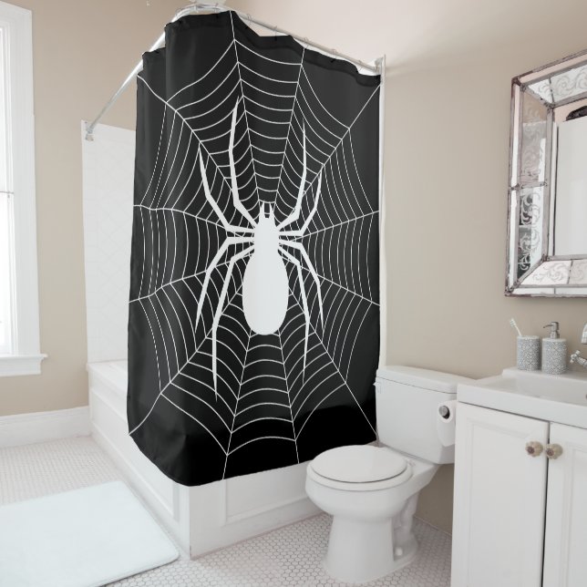 Spider on web black and white Halloween pattern (In Situ)