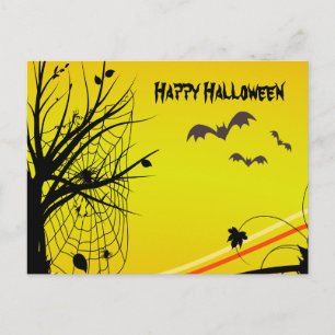 Spider On Web Halloween Postcard